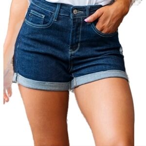 Judy Blue Someday Soon Cuffed Denim 4" Shorts In Dark Wash